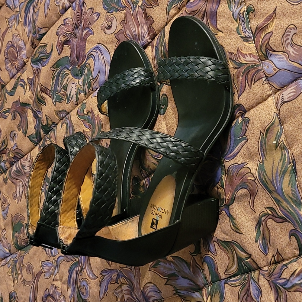 Black Leather Strappy Heels - Picture 2 of 7